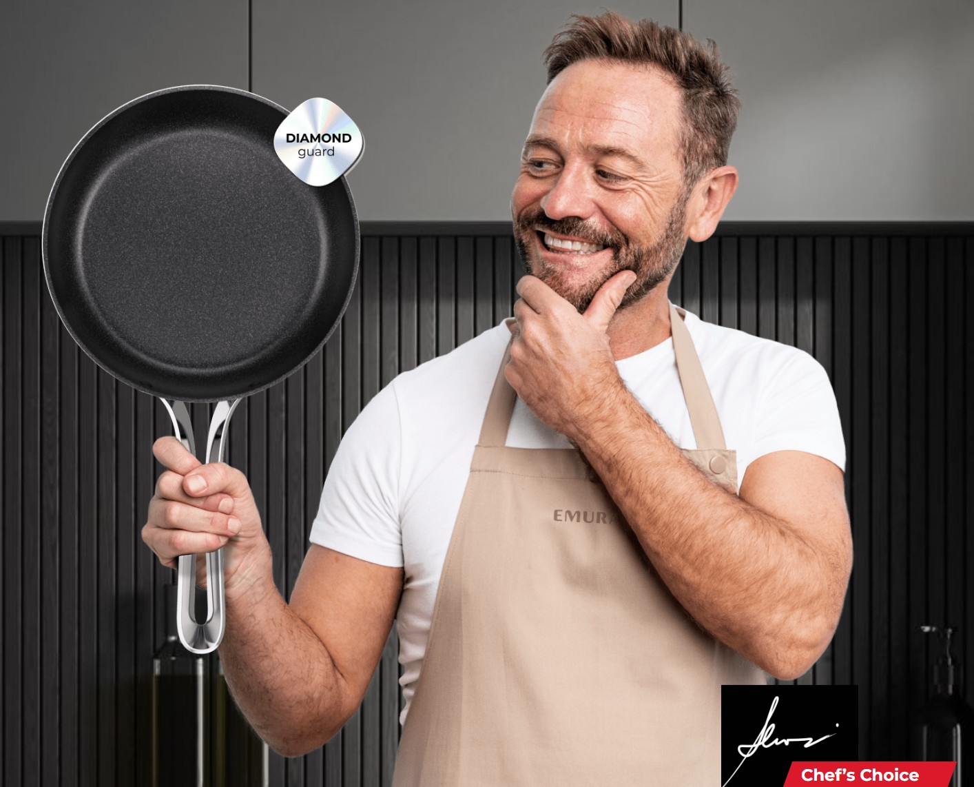 Emura Ultra-Durable Non-Stick Pan with steak searing